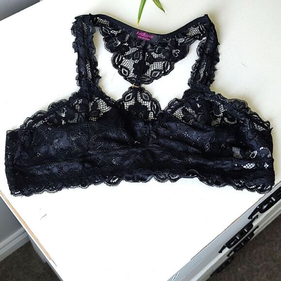 Avidlove Size Large Black Lace Sheer Halter Bralette - Picture 3 of 10